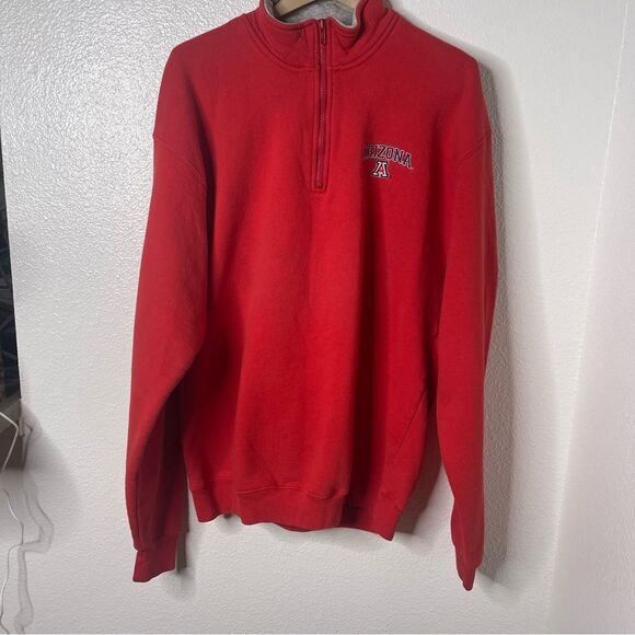 Vintage Arizona Wildcats NCAA Size XL 1/4 Zip Red Pullover Sweatshirt - Picture 2 of 11